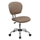 Coffee Brown |#| Mid-Back Coffee Brown Mesh Padded Swivel Task Office Chair with Chrome Base