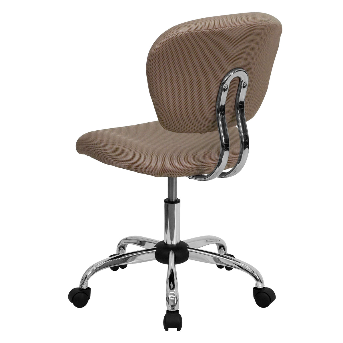 Coffee Brown |#| Mid-Back Coffee Brown Mesh Padded Swivel Task Office Chair with Chrome Base