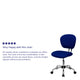 Blue |#| Mid-Back Blue Mesh Padded Swivel Task Office Chair with Chrome Base