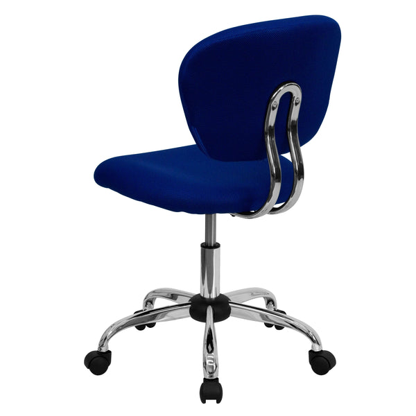 Blue |#| Mid-Back Blue Mesh Padded Swivel Task Office Chair with Chrome Base