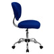 Blue |#| Mid-Back Blue Mesh Padded Swivel Task Office Chair with Chrome Base