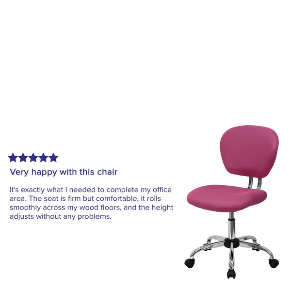 Pink |#| Mid-Back Pink Mesh Padded Swivel Task Office Chair with Chrome Base