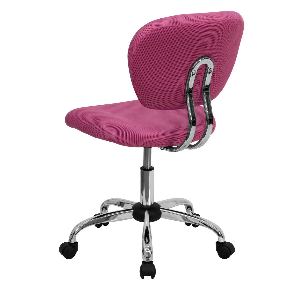 Pink |#| Mid-Back Pink Mesh Padded Swivel Task Office Chair with Chrome Base