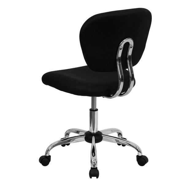 Black |#| Mid-Back Black Mesh Padded Swivel Task Office Chair with Chrome Base