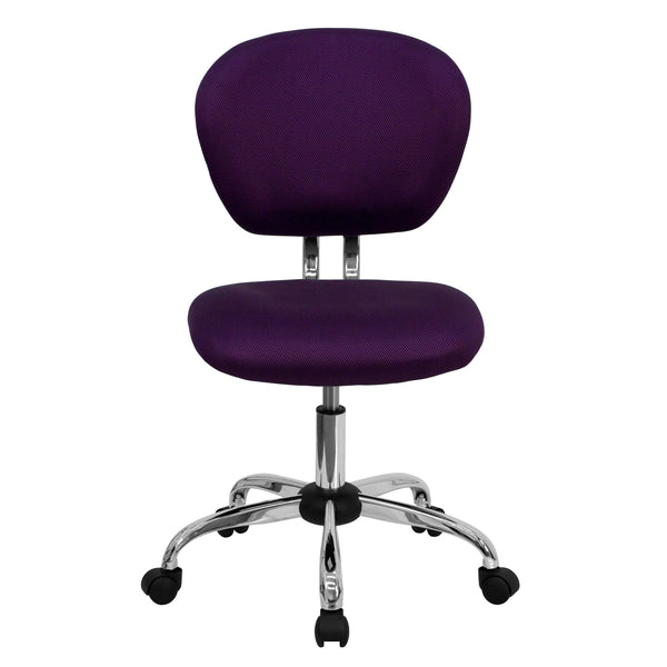 Purple |#| Mid-Back Purple Mesh Padded Swivel Task Office Chair with Chrome Base