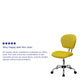 Yellow |#| Mid-Back Yellow Mesh Padded Swivel Task Office Chair with Chrome Base