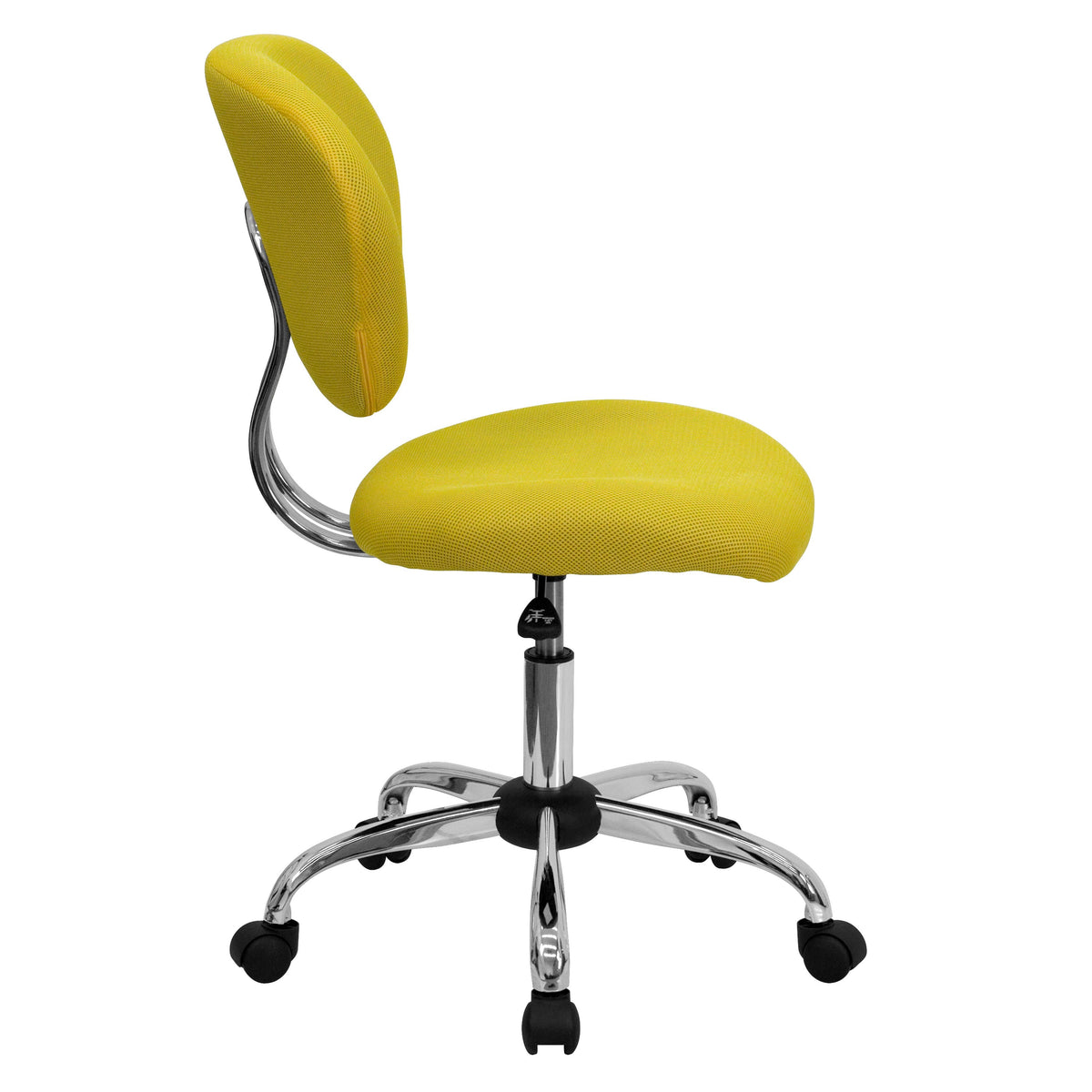 Yellow |#| Mid-Back Yellow Mesh Padded Swivel Task Office Chair with Chrome Base