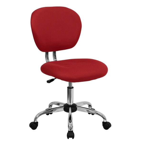 Red |#| Mid-Back Red Mesh Padded Swivel Task Office Chair with Chrome Base