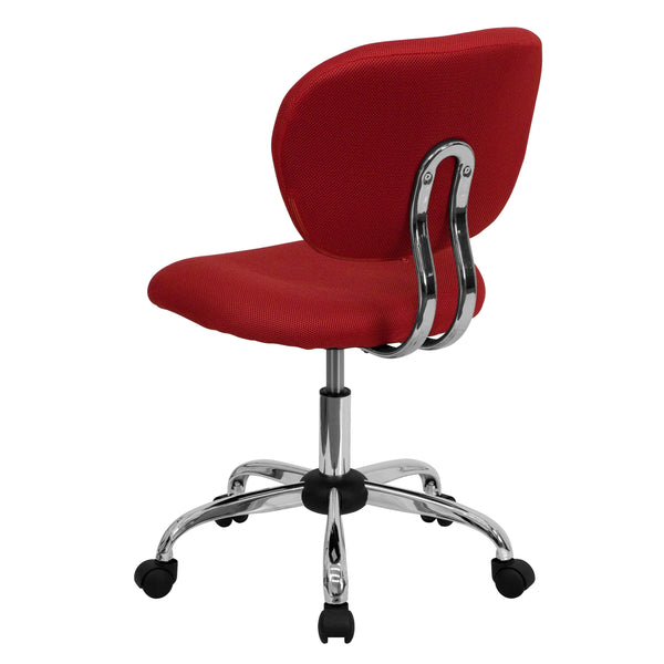 Red |#| Mid-Back Red Mesh Padded Swivel Task Office Chair with Chrome Base