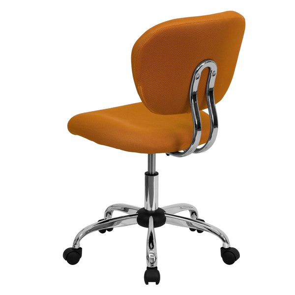 Orange |#| Mid-Back Orange Mesh Padded Swivel Task Office Chair with Chrome Base