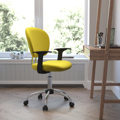 Mid-Back Mesh Padded Swivel Task Office Chair with Chrome Base and Arms