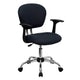 Gray |#| Mid-Back Gray Mesh Padded Swivel Task Office Chair with Chrome Base and Arms