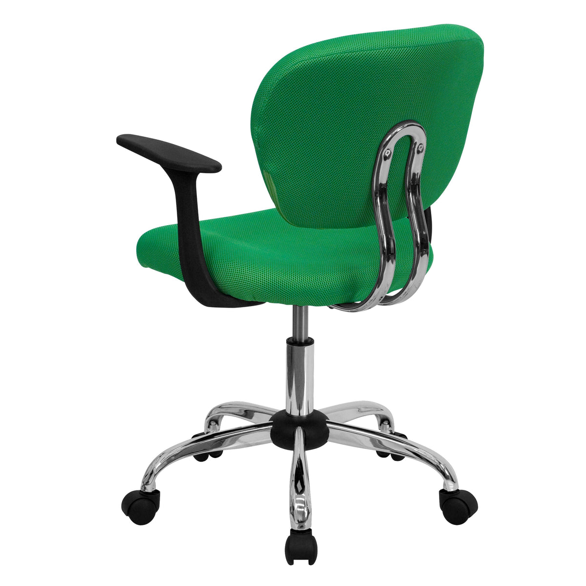 Bright Green |#| Mid-Back Bright Green Mesh Padded Swivel Task Office Chair with Chrome Base