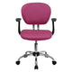 Pink |#| Mid-Back Pink Mesh Padded Swivel Task Office Chair with Chrome Base and Arms