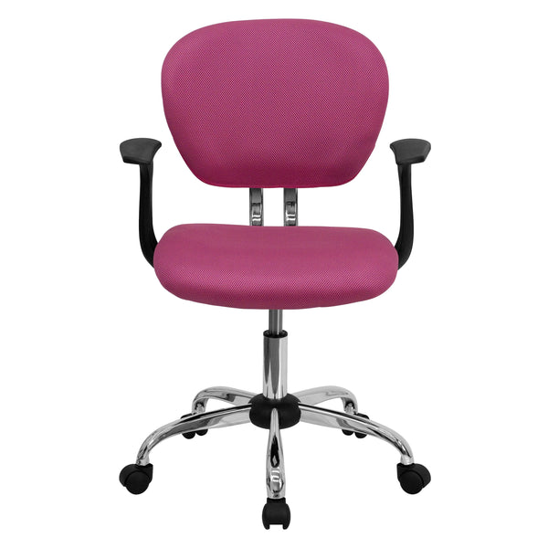 Black |#| Mid-Back Black Mesh Padded Swivel Task Office Chair with Chrome Base and Arms