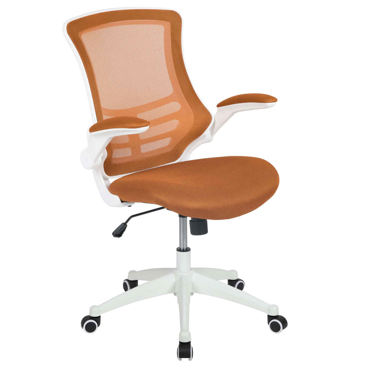Tan Mesh/White Frame |#| Mid-Back Tan Mesh Ergonomic Task Office Chair, White Frame - Flip-Up Arms