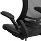 Black Mesh & LeatherSoft/Black Frame |#| Mid-Back Black Mesh Ergonomic Task Chair with LeatherSoft Seat and Flip-Up Arms