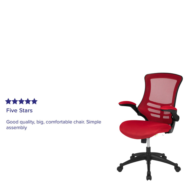 Red Mesh/Black Frame |#| Mid-Back White Mesh Swivel Ergonomic Task Office Desk Chair with Flip-Up Arms