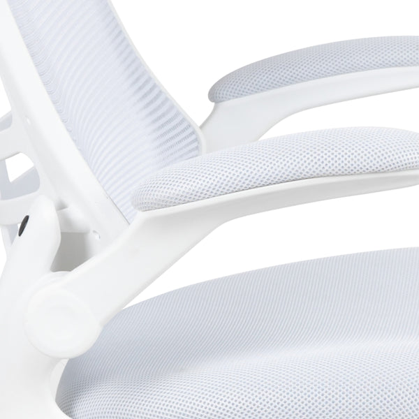 White Mesh/White Frame |#| Mid-Back White Mesh Ergonomic Task Office Chair, White Frame - Flip-Up Arms