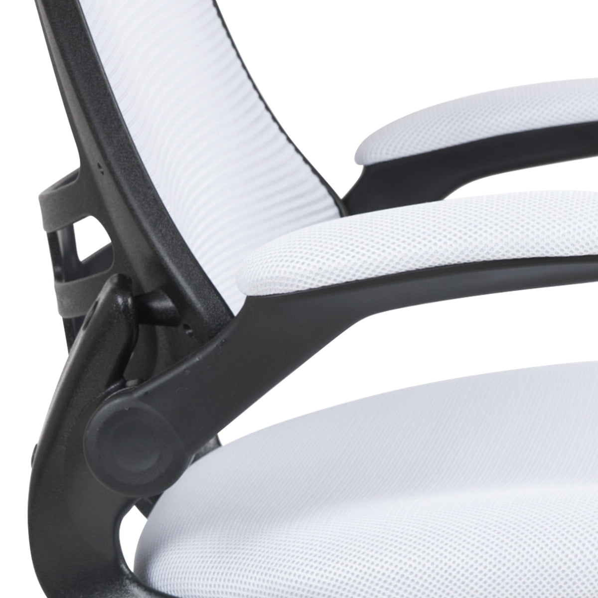 White Mesh/Black Frame |#| Mid-Back White Mesh Swivel Ergonomic Task Office Desk Chair with Flip-Up Arms