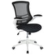Black Mesh/White Frame |#| Mid-Back Black Mesh Ergonomic Task Office Chair, White Frame - Flip-Up Arms