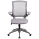 Gray |#| Mid-Back Gray Mesh Swivel Ergonomic Task Chair with Gray Frame and Flip-Up Arms