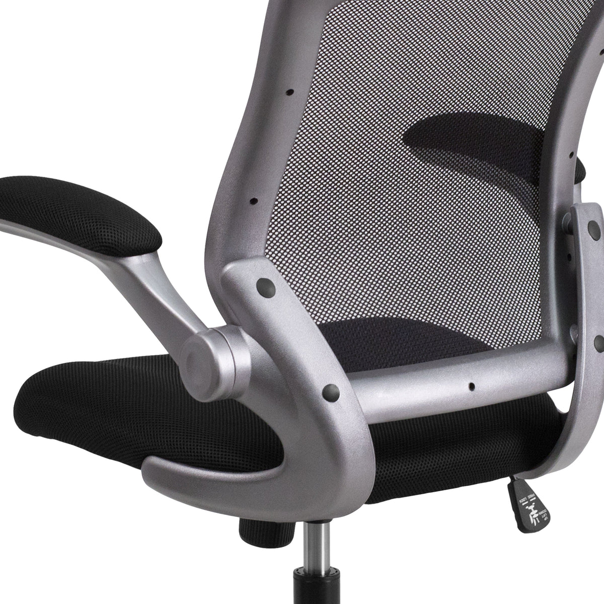 Black |#| Mid-Back Black Mesh Ergonomic Task Office Chair with Gray Frame and Flip-Up Arms