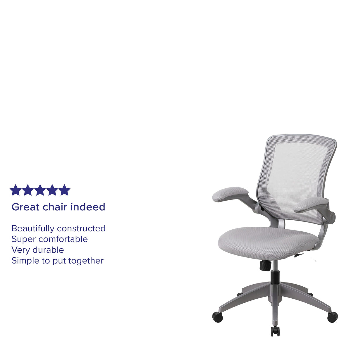 Gray |#| Mid-Back Gray Mesh Swivel Ergonomic Task Chair with Gray Frame and Flip-Up Arms