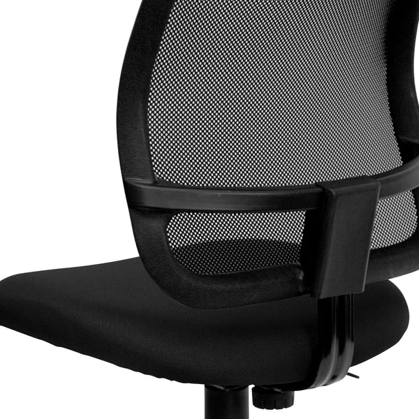 Black |#| Mid-Back Black Mesh Swivel Task Office Chair with Waterfall Front Seat