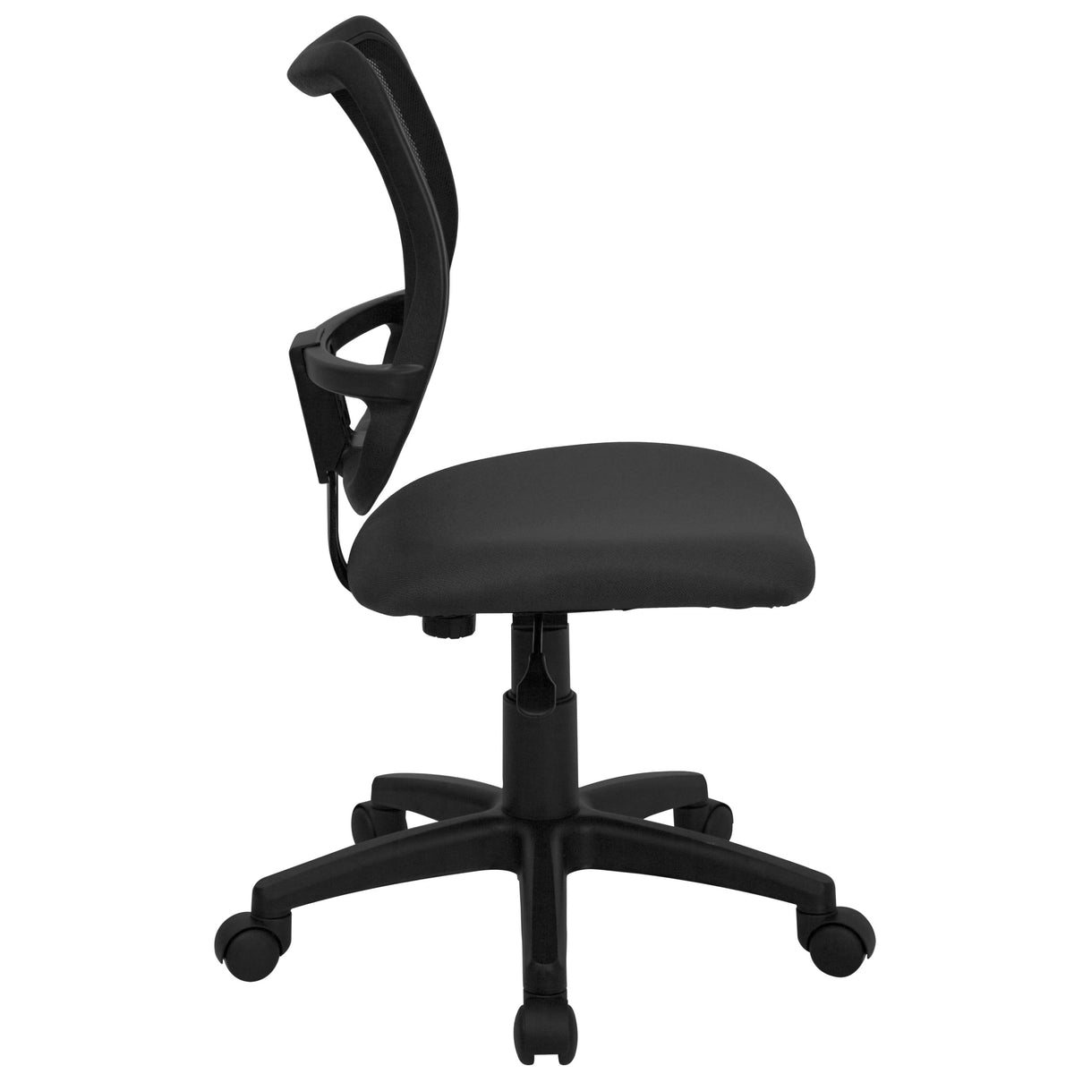 Gray |#| Mid-Back Gray Mesh Adjustable Height Swivel Office Chair with Contoured Backrest