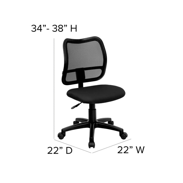 Black |#| Mid-Back Black Mesh Swivel Task Office Chair with Waterfall Front Seat