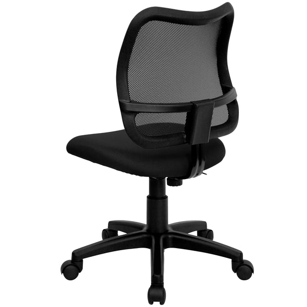 Black |#| Mid-Back Black Mesh Swivel Task Office Chair with Waterfall Front Seat