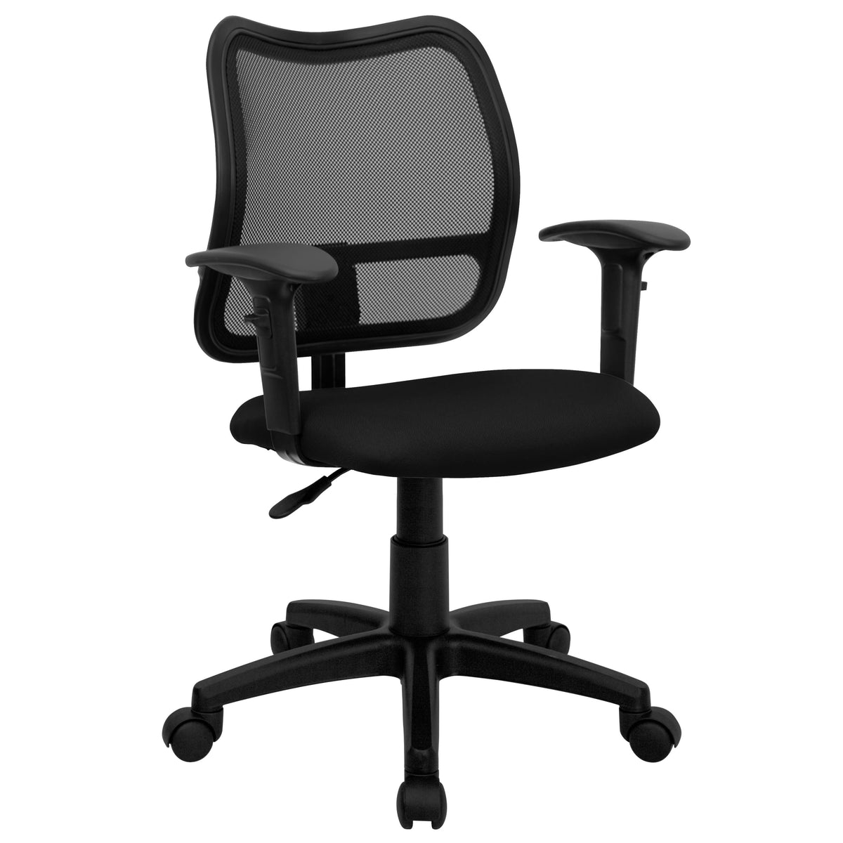 Black |#| Mid-Back Black Mesh Swivel Task Office Chair with Adjustable Height and Arms