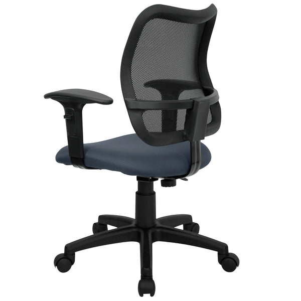 Navy Blue |#| Mid-Back Navy Blue Mesh Swivel Task Office Chair with Adjustable Arms