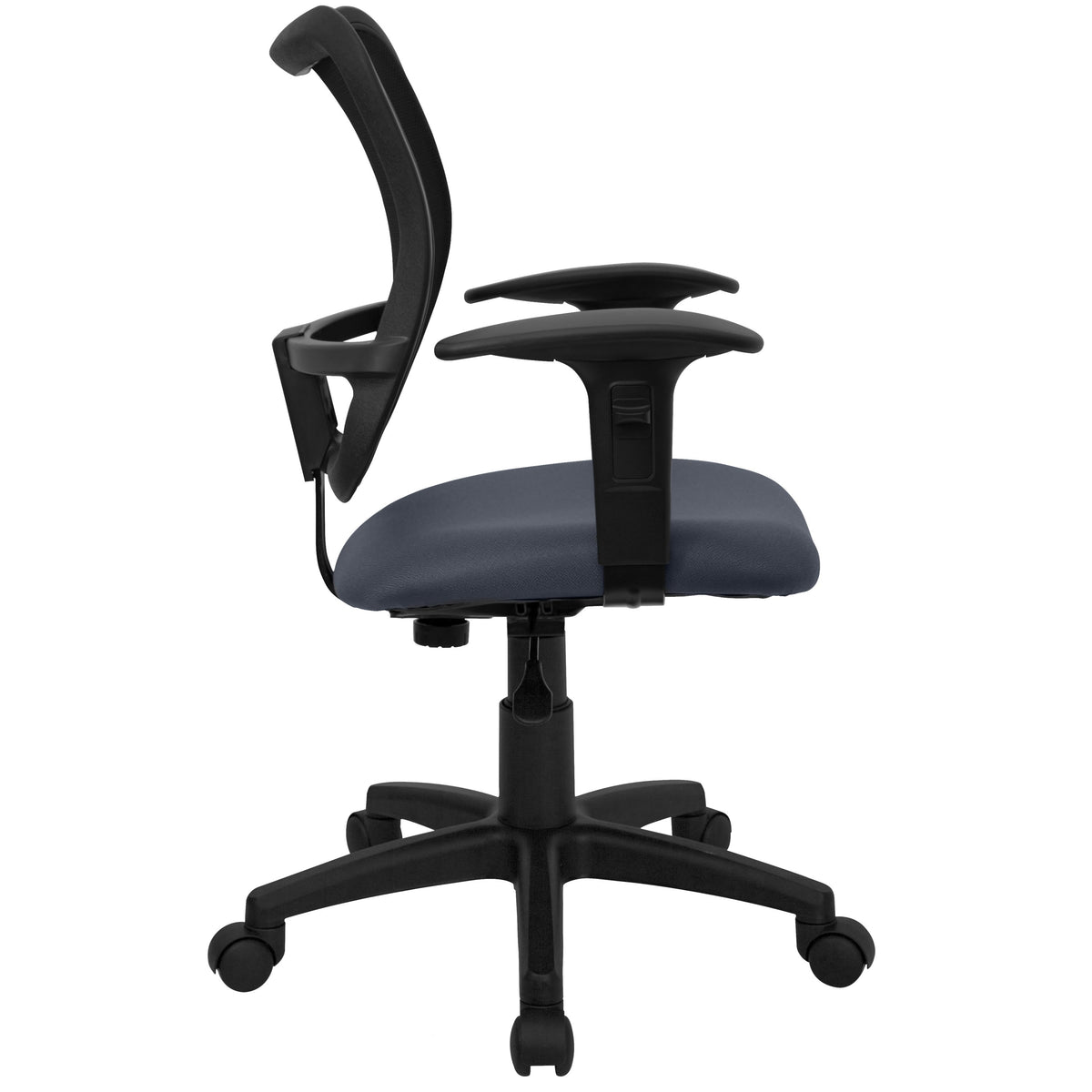 Navy Blue |#| Mid-Back Navy Blue Mesh Swivel Task Office Chair with Adjustable Arms