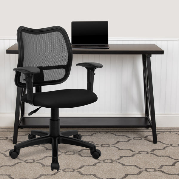 Black |#| Mid-Back Black Mesh Swivel Task Office Chair with Adjustable Height and Arms