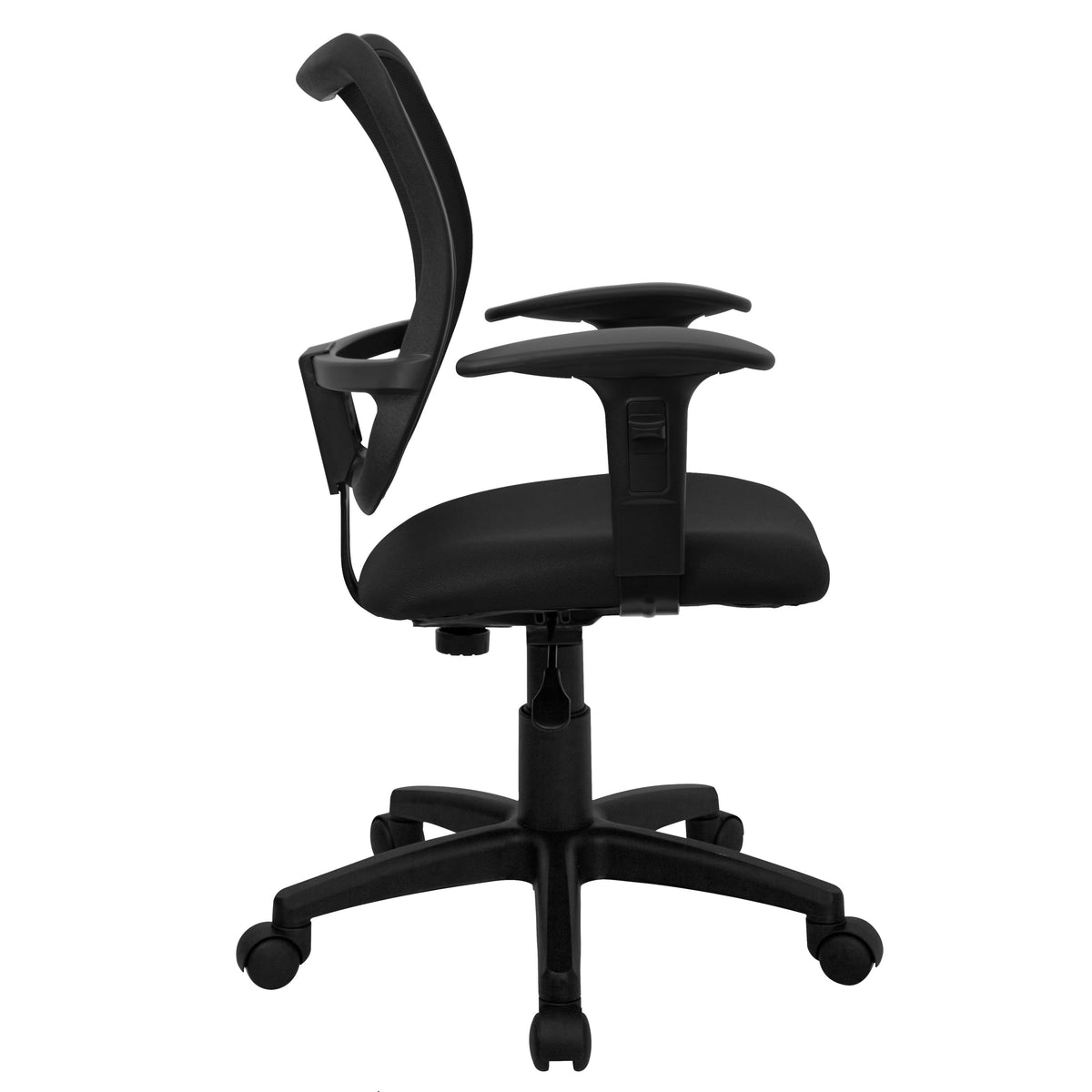 Black |#| Mid-Back Black Mesh Swivel Task Office Chair with Adjustable Height and Arms