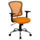 Orange |#| Mid-Back Orange Mesh Swivel Task Office Chair with Chrome Base and Arms