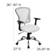 White |#| Mid-Back White Mesh Swivel Task Office Chair with Chrome Base and Arms