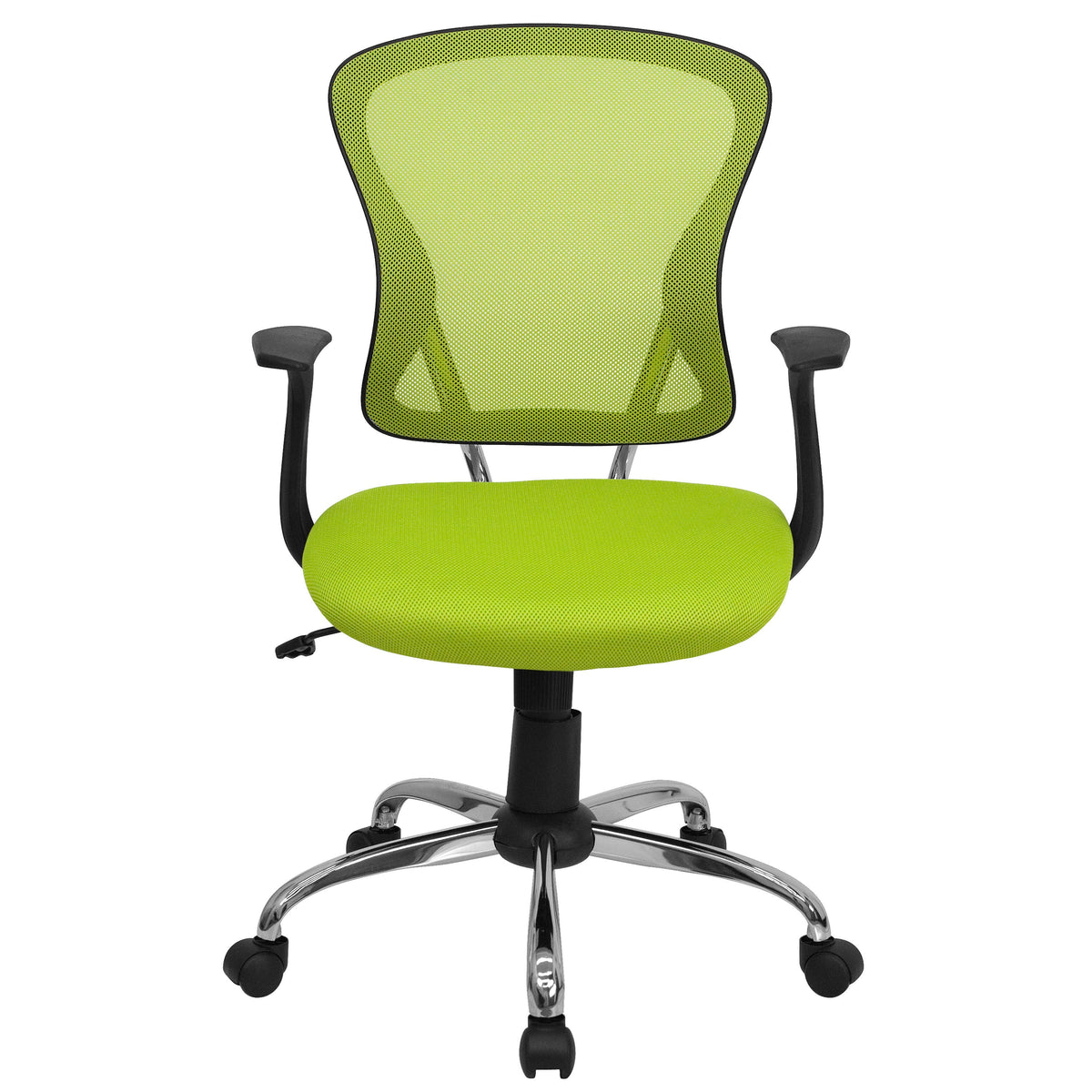 Green |#| Mid-Back Green Mesh Swivel Task Office Chair with Chrome Base and Arms