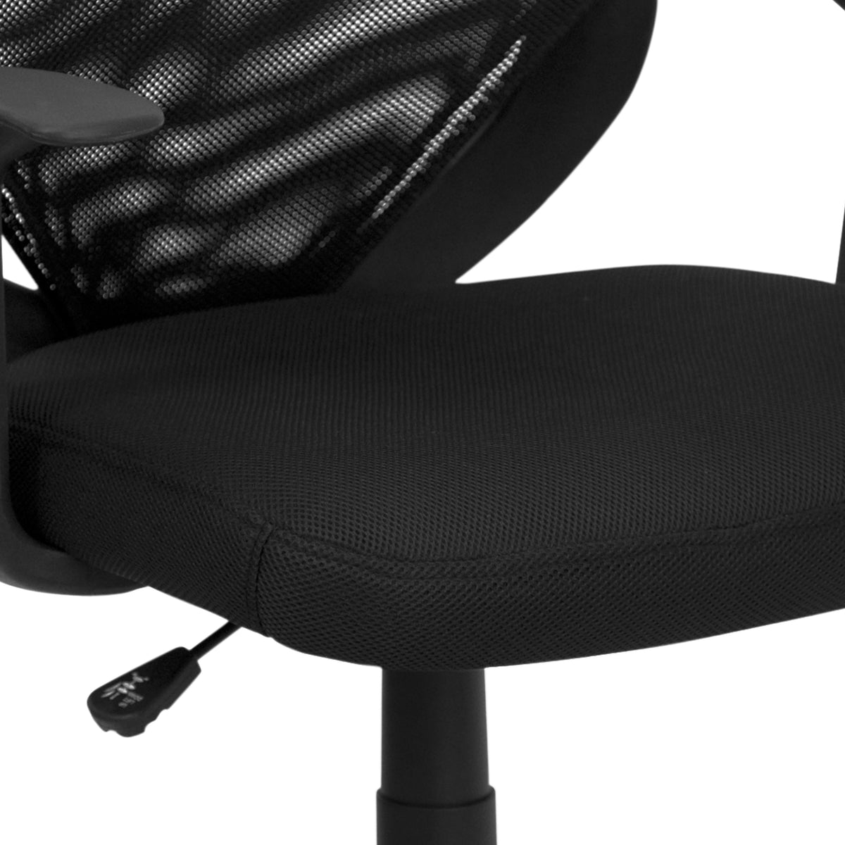 Mid-Back Black Mesh Tapered Back Swivel Task Office Chair with T-Arms