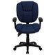 Navy Blue Fabric |#| Mid-Back Navy Blue Fabric Multifunction Office Chair with Pillow Top Cushioning