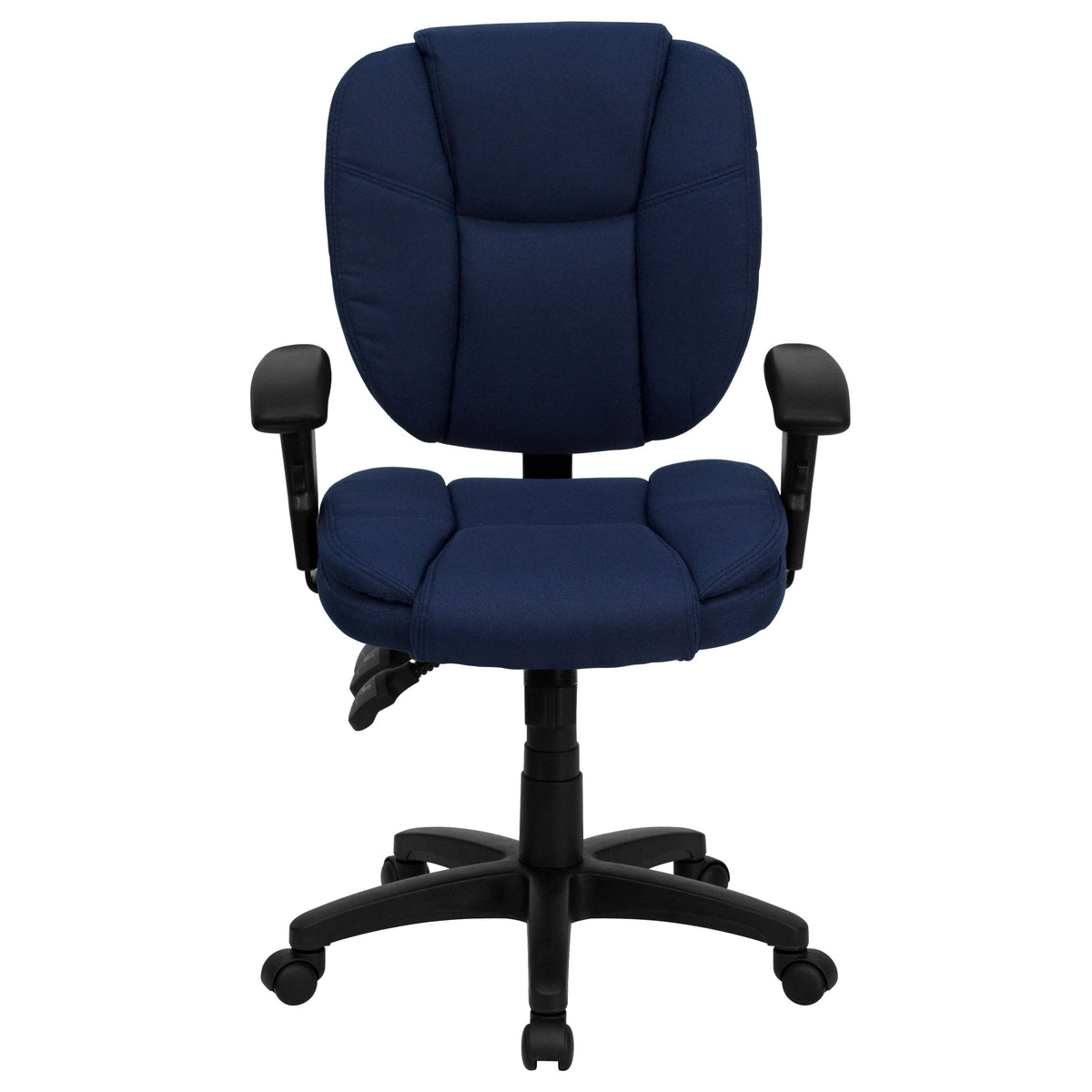 Navy Blue Fabric |#| Mid-Back Navy Blue Fabric Multifunction Office Chair with Pillow Top Cushioning