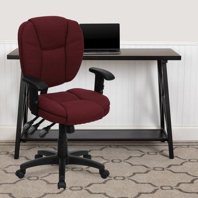 Mid-Back Multifunction Swivel Ergonomic Task Office Chair with Pillow Top Cushioning and Adjustable Arms