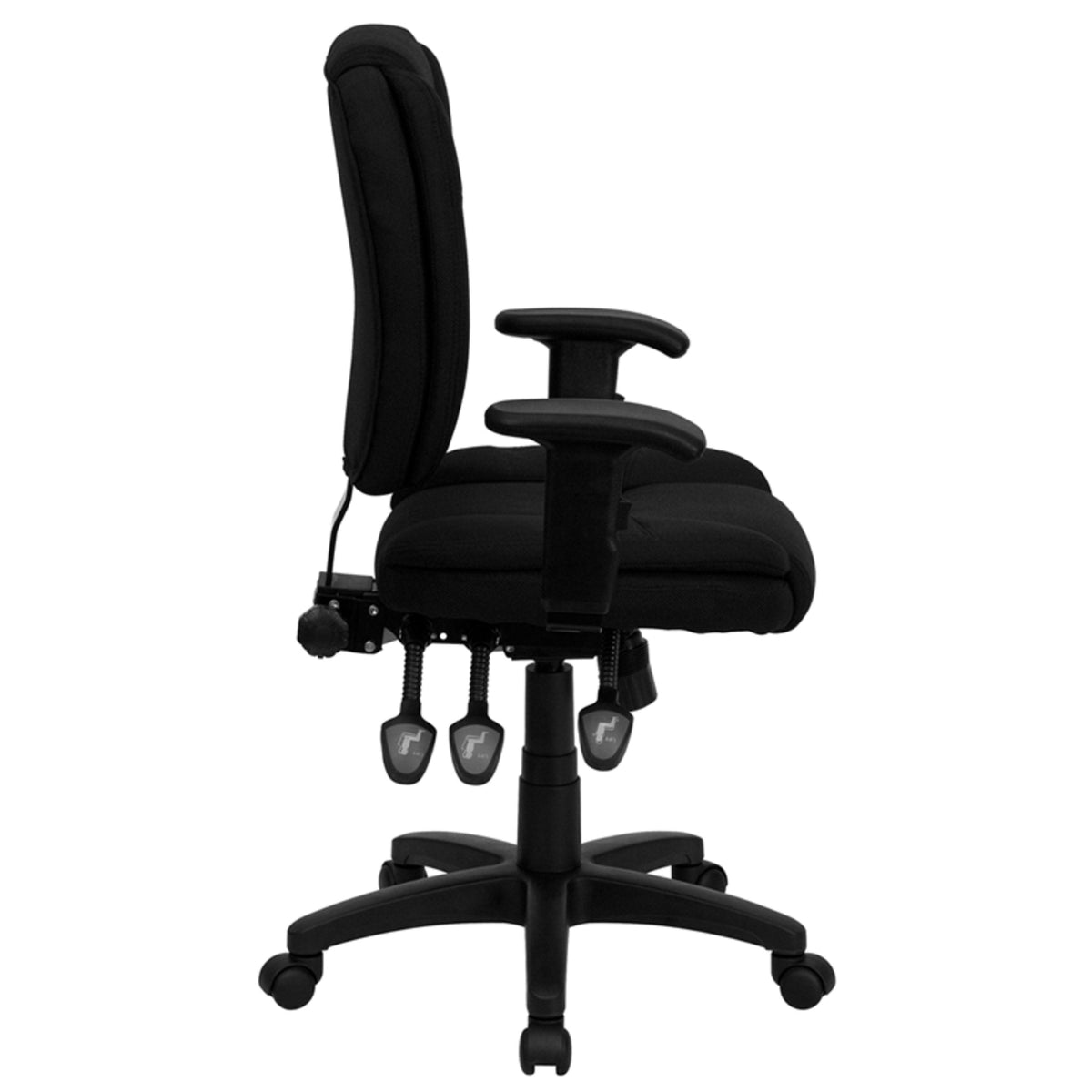 Black Fabric |#| Mid-Back Black Fabric Multifunction Swivel Office Chair w/ Pillow Top Cushioning