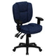 Navy Blue Fabric |#| Mid-Back Navy Blue Fabric Multifunction Office Chair with Pillow Top Cushioning