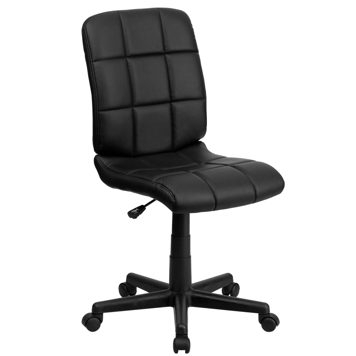 Black |#| Mid-Back Black Quilted Vinyl Swivel Task Office Chair - Home Office Chair