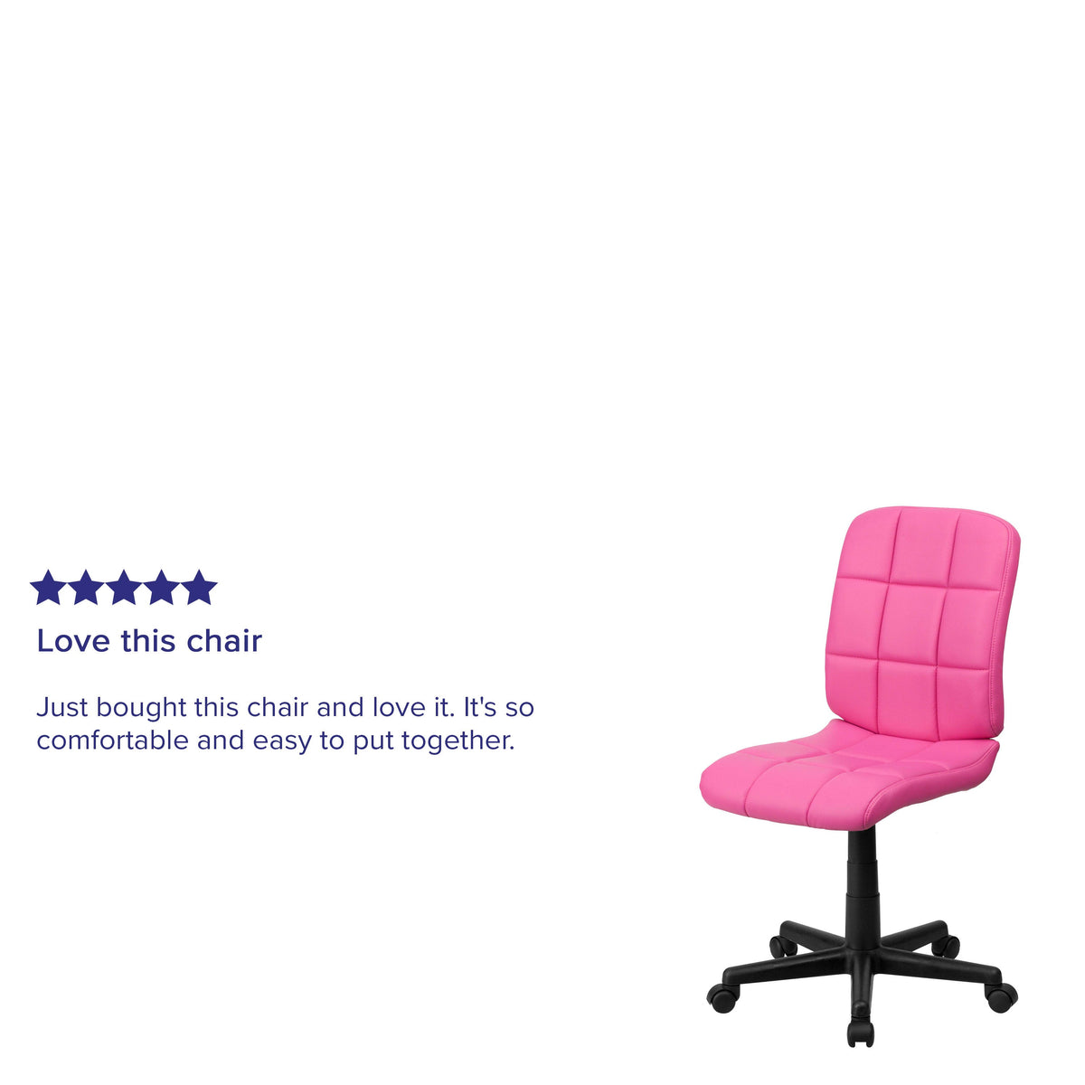 Pink |#| Mid-Back Pink Quilted Vinyl Swivel Task Office Chair - Home Office Chair