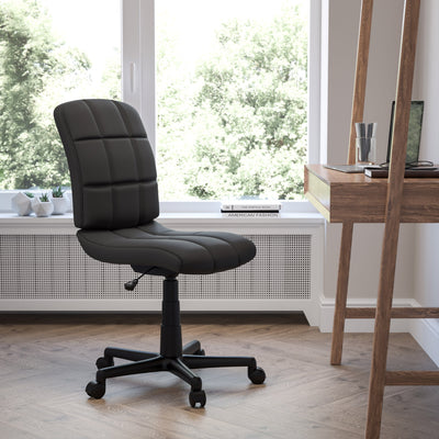 Mid-Back Quilted Vinyl Swivel Task Office Chair - View 2