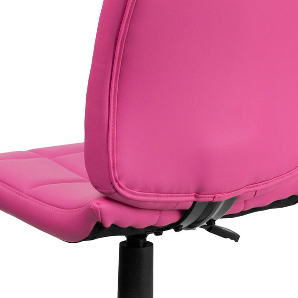 Pink |#| Mid-Back Pink Quilted Vinyl Swivel Task Office Chair - Home Office Chair